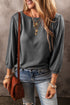 Solid Color 3/4 Sleeve Round Neck Blouse